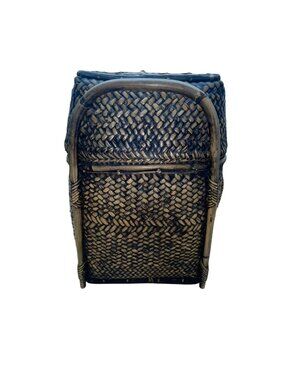 Vintage Brown Natural Woven Rattan Bamboo Frame Handmade Pasiking Backpack